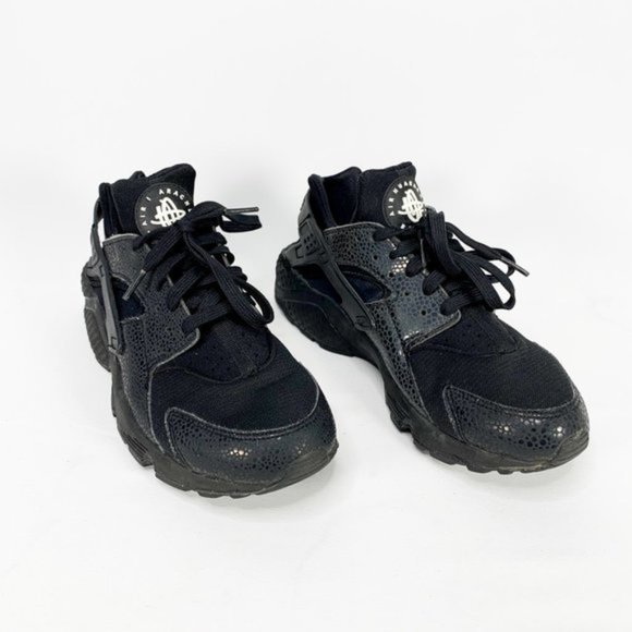 NIKE Men's Air Huarache Black/Black Sneakers - Picture 2 of 13
